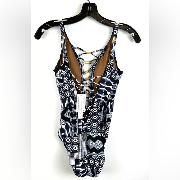 Bleu Rod Beattie Women’s Deep Plunge One Piece Blue/White Swimsuit Size 6 - Picture 2 of 4